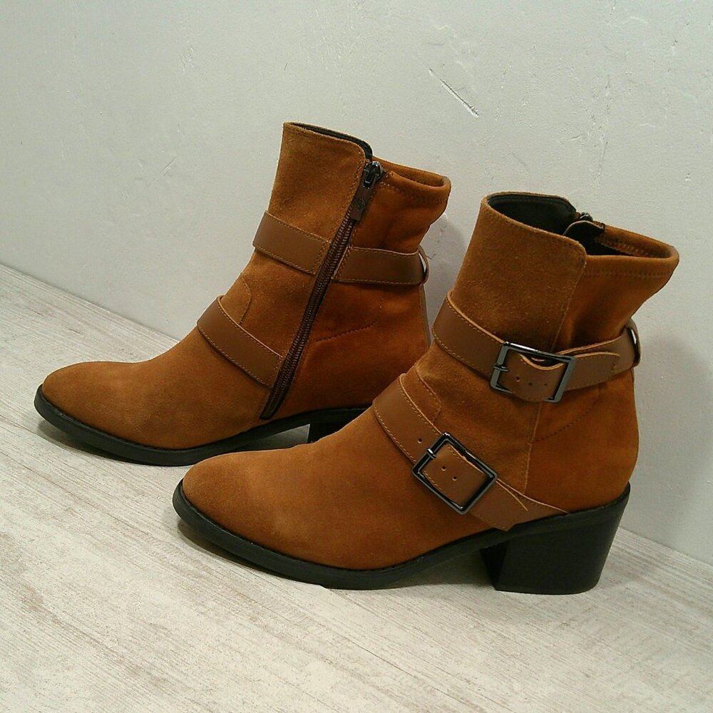 Donald Pilner Western Tan Leather & Suede Darby Bootie| Anke Boot Size 7.5 M